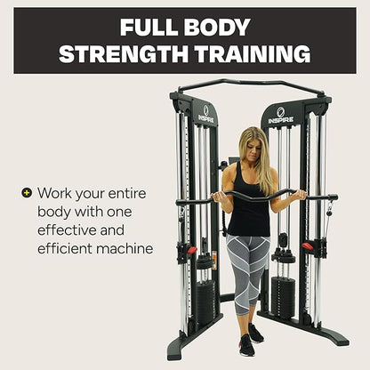 Inspire Fitness FTX Functional Trainer - Compact at Home Workout Machine with Accessories - Space Saving Design - Home Gym Cable Machine and Two 165 lb Weight Stacks