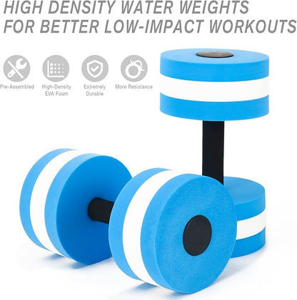 NEAGLORY 5 Pieces Water Aerobics Set, Aquatic Exercise Set Pool Fitness Equipment with Foam Dumbbell, Swim Kickboard, Pull Buoy, Aquatic Swim Belt for Water Workout