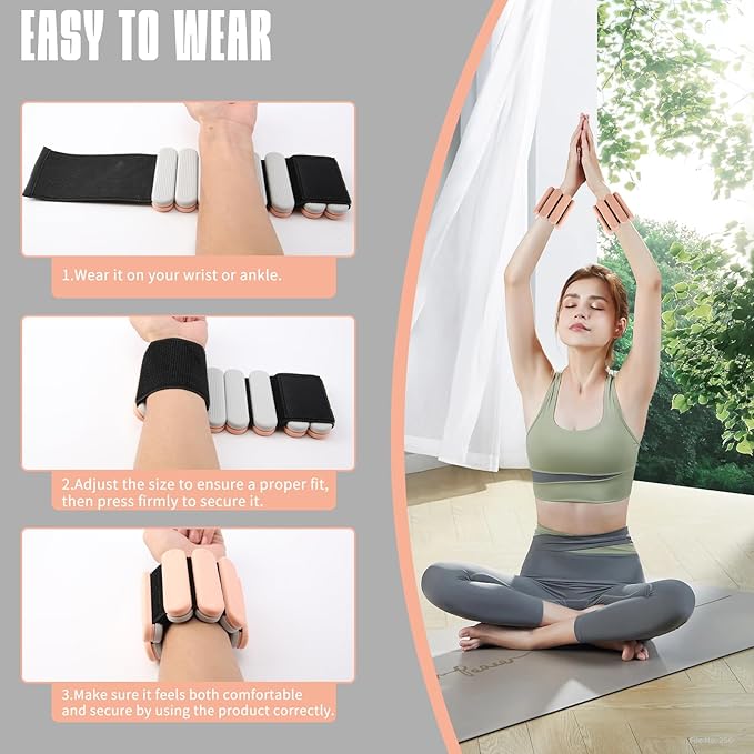 Ankle Weights for Women Men, Silicone Wrist Weights Set of 2 - Wearable Leg Weights/Arm Weights Ideal for for Home Gym Workout, Running, Yoga, Pilates, Barre, Exercise, Strength Training