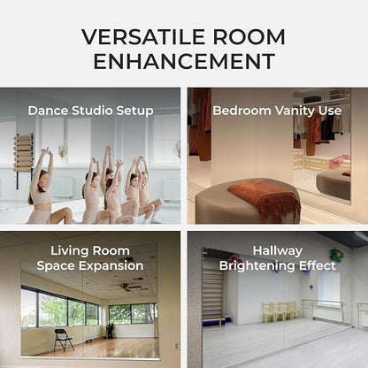 Fab Glass and Mirror Tempered Glass Gym Mirror - 48”x72” Shatterproof HD Wall Mirror for Home Gym, Dance Studio, Workout Room - Professional Grade Safety Backing - USA Exclusive Frameless Design