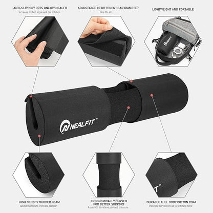 Barbell Squat Pad with Thick Nylon Padding, Hip Thrust Pad for Squats, Lunges, Neck Shoulder Squat Pad for Olympic or Standard Bars