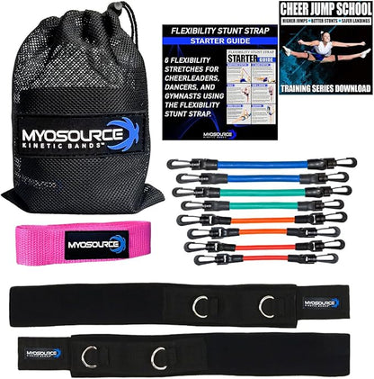 Cheer Kinetic Bands – Leg Resistance Bands for Cheerleaders | Improve Flexibility, Jumps, Stunts & Tumbling | 4-Level Resistance System with 12 Stunt Strap Colors + Digital Training Downloads