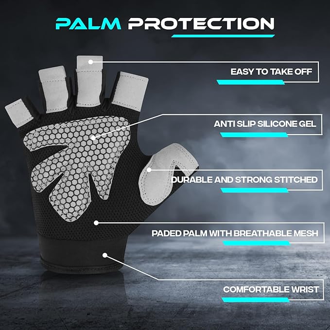 SAWANS Gym Gloves for Men & Women Ladies Weight Lifting Gloves Fitness Workout Breathable Training Non-Slip Grip Silicone Palm Protection Exercise Snug fit Hanging Pull-Ups Dumbbell