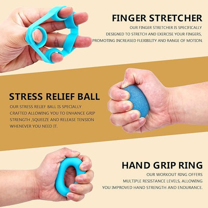 13 PCS Grip Strength Trainer Kit, Hand Gripper Strengthener, Forearm Strengthener, Finger Strengthener, Finger Exerciser, Stress Relief Ball, Forearm Workout Ring for Muscle Building and Injury Recover