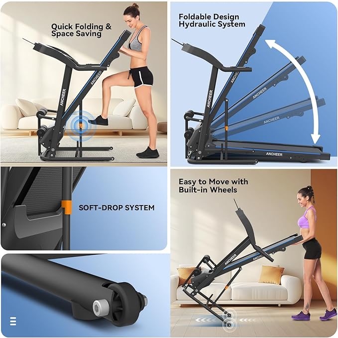 Treadmill with Incline & Sit Up Bench, Smart Treadmills for Home with Body Fat Measurement & Heart Rate Sensor, 3.5HP Foldable Heavy Duty Treadmill 350 LB Capacity Multifunction Exercise Equipment