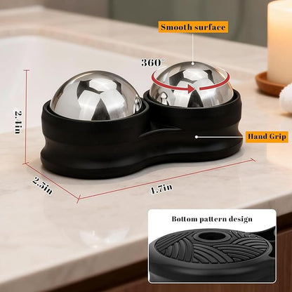 ideayard Stainless Steel Massage Roller Double Ball - Ice Therapy Muscle Pain Relief, Sore Muscles, and Tension Relief Cold & Hot Therapy Back, Shoulder, Leg, Calf Muscle Fascia Release Tool