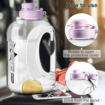 Half Gallon Water Bottle, 95 OZ/ 2.8 L with Straw, Large Water Bottle with Portable Handle, Big Water Jug with Portable Strap, Gym Water Jug for Drinking and Sports Outdoor