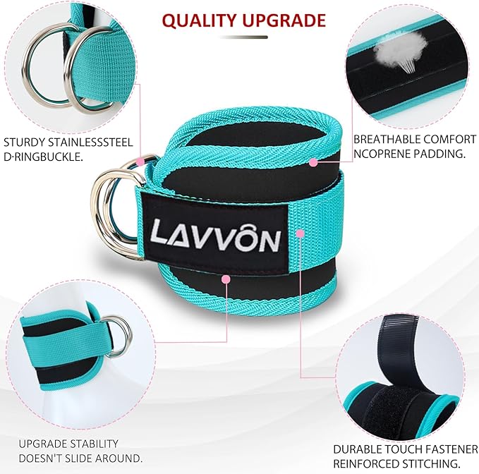 Squat Pad Set - Foam Barbell Pad for Squats Cushion, Lunges & Bar Padding for Hip Thrusts - Standard Olympic Weight Bar Pad - With Ankle Straps, Wrist Straps for Weightlifting
