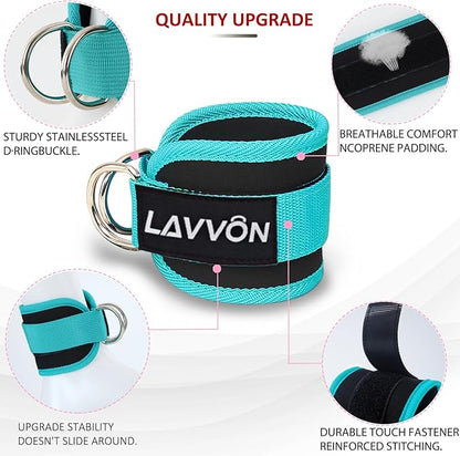 Squat Pad Set - Foam Barbell Pad for Squats Cushion, Lunges & Bar Padding for Hip Thrusts - Standard Olympic Weight Bar Pad - With Ankle Straps, Wrist Straps for Weightlifting