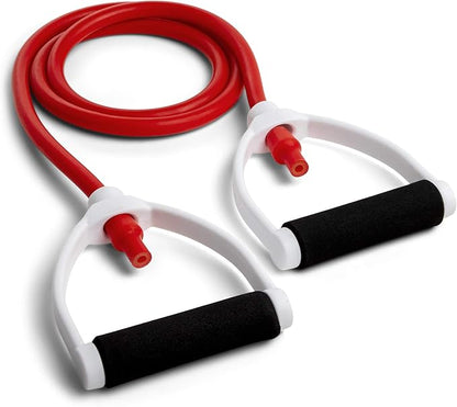 Champion Sports Resistance Tube Bands for Men and Women, Durable Stretch Fitness Band for Strength Training, Stretching, Rehabilitation - Premium Home Workout Equipment - 60 Lbs Resistance Tubing-Red