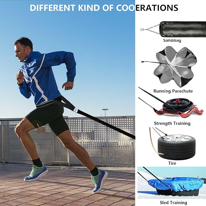 Sled Pulling Belt Set, Adjustable Waist Training Belt with Pulling Rope for Strength Agility Power Training to Help Full Body Building