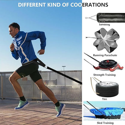Sled Pulling Belt Set, Adjustable Waist Training Belt with Pulling Rope for Strength Agility Power Training to Help Full Body Building