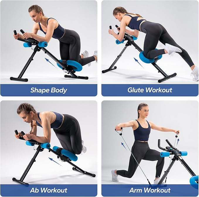 MERACH Ab Machine, Ab Workout Equipment, Adjustable Ab Trainer Machine for Abs Workout at Home Gym, Foldable, Knee Protection, Abdominal Trainer for Stomach Workout