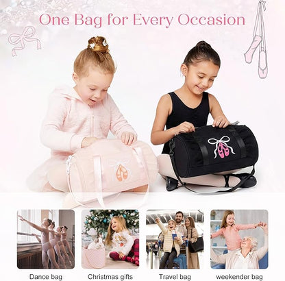 Dance Bag for girls, KUIRAN 8L Dance Duffel Bag with Separate Shoe Compartment Lightweight Water-resistant Sport Bag for Dance, Ballet, Gym, Travel - Purple