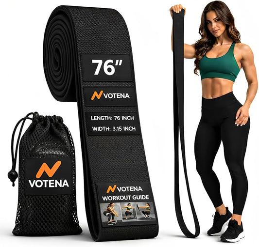 76 Inch Fabric Resistance Band - Extra Long Heavy Duty Exercise Loop for Full Body Stretching, Pull Up Assist & Yoga - Non-Slip Durable Cloth Workout Band for Men & Women, Home Fitness & Mobility