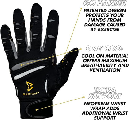 Bionic Men's Beastmode Full Finger Gym Workout Gloves