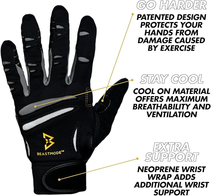 Bionic Women's Beastmode Full Finger Gym Workout Gloves