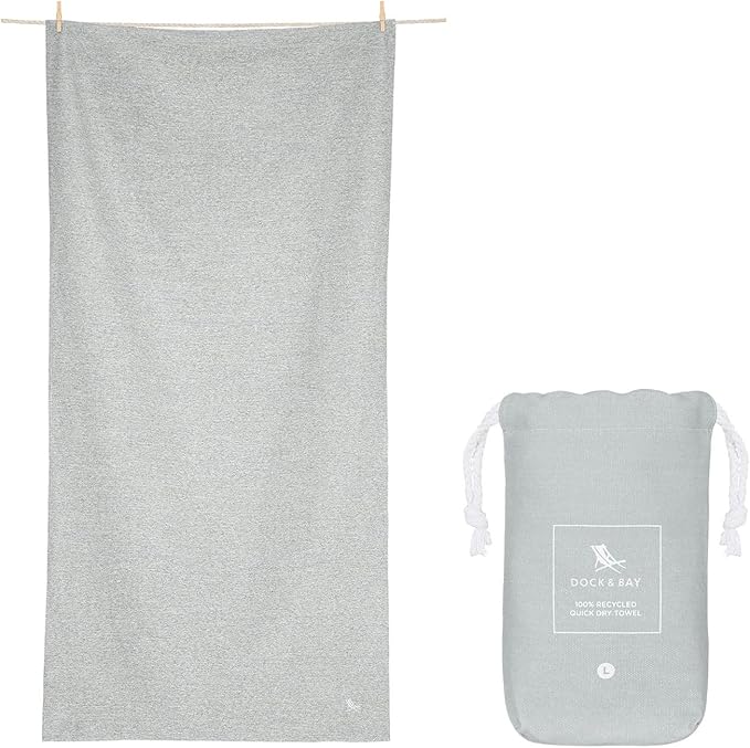 Dock & Bay Beach Towel - Quick Dry, Sand Free - Compact, Lightweight - 100% Recycled - Includes Bag - Essential Set of 4 - Large (160x90cm, 63x35)