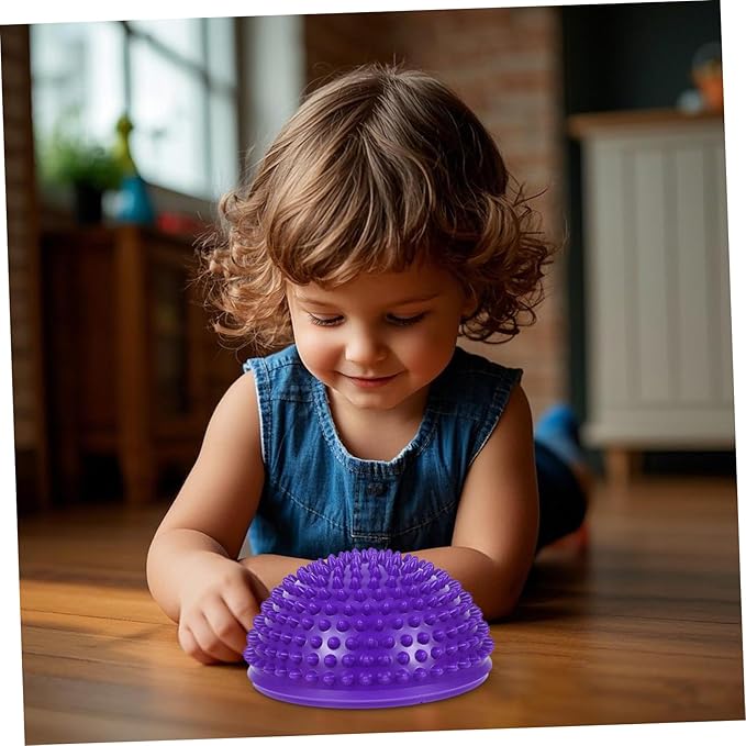GALPADA 4 Pcs Hedgehog Balance Balls Domed Stability Trainer Dots for Kids Adults Spiked Fitness Balance Equipment for Coordination Sensory Integration Yellow Red Green Purple