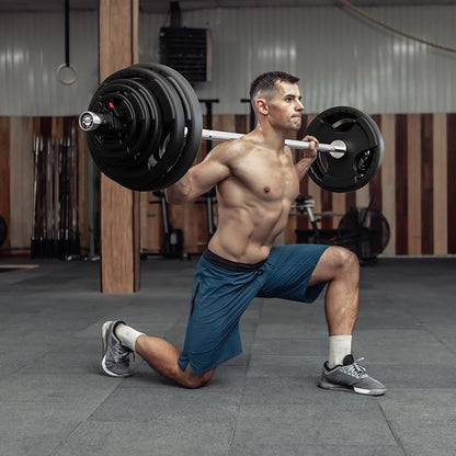 RitFit Barbell Weight Set - 4/6FT Olympic Barbell with Weight Plates (55-115LB Total) - Weightlifting Equipment for Squats, Curls, Deadlifts, Presses, Hip Thrusts