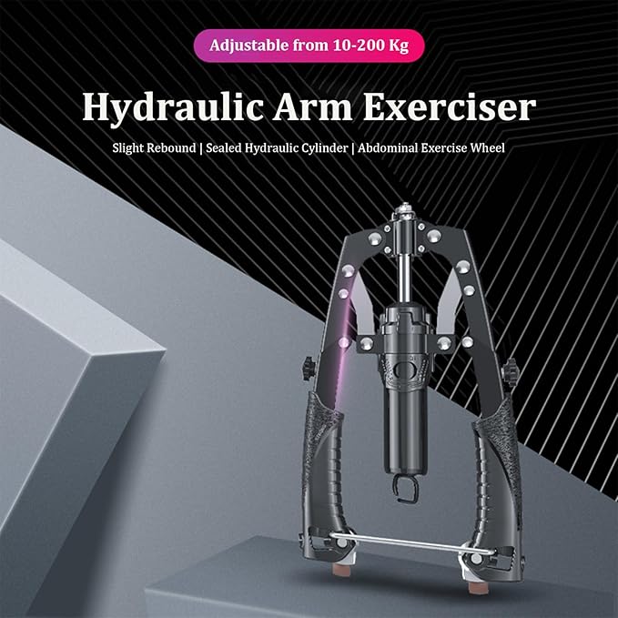 Muscle Trainer - Full-Body Strength at Home, Hydraulic Arm Trainer, Adjustable 22-440LBS 3-in-1 Home Gym Equipment, Portable Muscle Trainer for Men & Women with Ab Roller Wheels