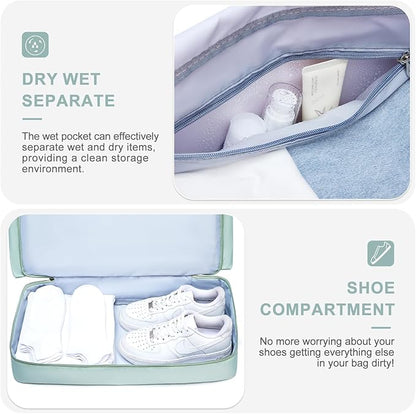 Small Gym Bag for Women, Travel Duffle Bag Carry On Weekender Bag with Shoe Compartment