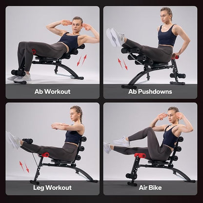MERACH Ab Machine, Multi-Functional Adjustable Ab Trainer, Ab Workout Bench for Home Gym, Sit Up Machine for Abdominal, Exercise Chair for Full Body Workout