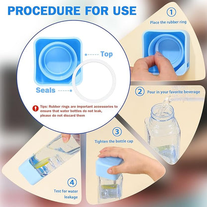 mwellewm 24Pcs Water Bottles Bulk 17 Oz Reusable Plastic Water Bottle Spill Proof Clear Colorful Gym Sports Large Drink Bottle for Adult Leak Square Pack for School Outdoor Fitness Travel Office