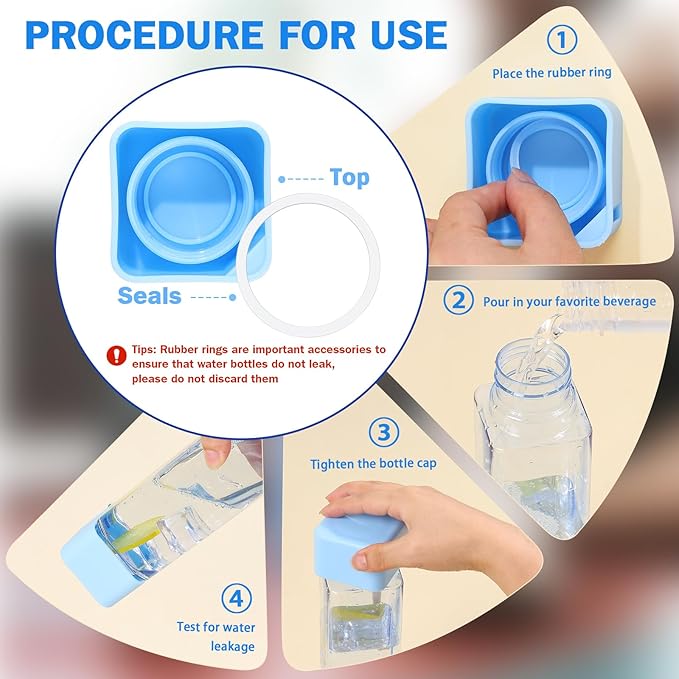 mwellewm 24Pcs Water Bottles Bulk 17 Oz Reusable Plastic Water Bottle Spill Proof Clear White Gym Sports Large Drink Bottle for Adult Leak Square Pack for School Outdoor Fitness Travel Camping Office