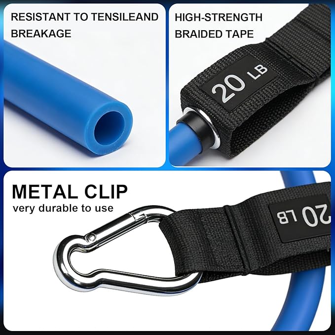 WHATAFIT Resistance Bands Set with Handles - Exercise Bands Home Gym Strength Training Equipment, Includes Door Anchor & Ankle Straps for Full Body Workout Bands, Physical Therapy