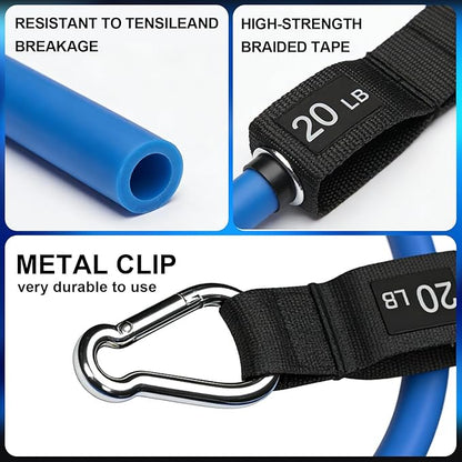 WHATAFIT Resistance Bands Set with Handles - Exercise Bands Home Gym Strength Training Equipment, Includes Door Anchor & Ankle Straps for Full Body Workout Bands, Physical Therapy