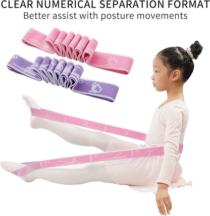 2 PCS Kids Stretching Strap - 8-Loop Adjustable Stretch Bands for Dance, Ballet, Yoga, Gymnastics Workout, Children‘s Fitness Equipment, Stretching Resistance Bands and Home Flexibility Training