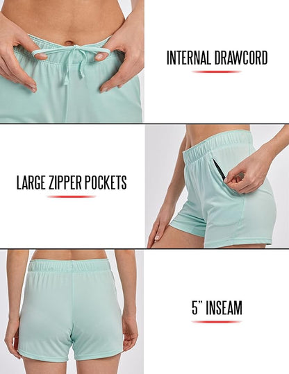 Liberty Imports 1 or 5 Pack Womens Lounge Workout Shorts with Zipper Pockets 5" Inseam Lightweight Athletic Casual Shorts