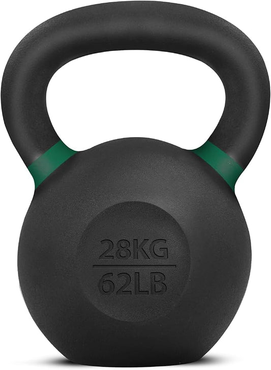Yes4All Powder Coated Kettlebell, Cast Iron Core Kettlebells with Non-Slip Handle & Flat Bottom for Conditioning, Heavy Duty for Strength Training, 9lb to 71lb - Single & Pair