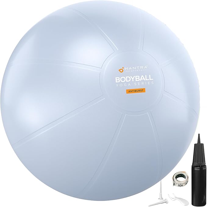 MANTRA SPORTS Exercise Ball – Yoga Ball for Pilates & Fitness - Birthing for Pregnancy, Stability, Core, Balance, Therapy for Physical Rehab, Workout for Home Gym & Office Chair, Fast Pump Included