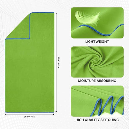 Wet Work Quick Dry Bath Towels, XL(60”x36”), Thin & Lightweight, Super Absorbent, Ultra-Soft, Lint Free, Travel-Friendly & Compact, Perfect for Beach, Camping, Yoga, Extra Large Bath Towels Oversized
