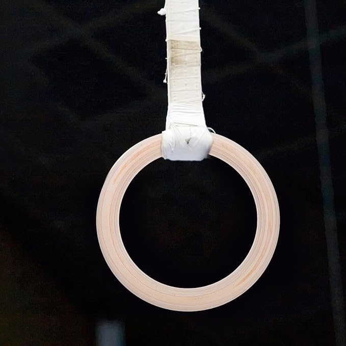 Gymnastic Rings Wooden Pull up Rings 2pcs Set for Home Gym Strength Training Calisthenics Equipment Full Body Workout for Men and Women