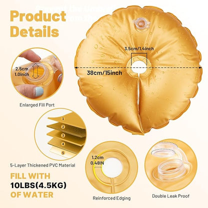 4 Pcs Golden Water Bag Weights for Backdrop Stand - Upgraded Thickened Backdrop Stand Weights with Reinforced Edging & Enlarged Fill Port, Water Fillable Base for Party Decor & Wedding Arch
