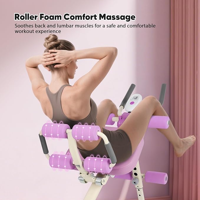 Multifunctional Ab Machine, Adjustable Ab Workout Equipment, Ab ＆ Sit Up Machine for Stomach Workout, Foldable Abdominal Trainer with Knee and Back Protection, Full Body Workout for Home
