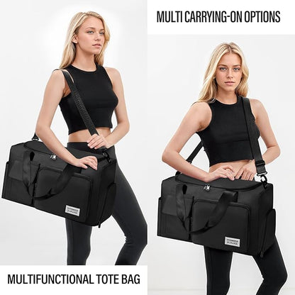 Gym & Dance Duffle Bag - Spacious Travel Organizer with Compartments (Black)