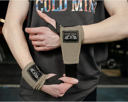 WARM BODY COLD MIND - Premium Cotton Weight Lifting Wrist Wraps for Cross Training, Powerlifting, Deadlift, Weightlifting, Gym, Wrist Straps, Workout, Fitness, Heavy-Duty Support with Thumb Loop