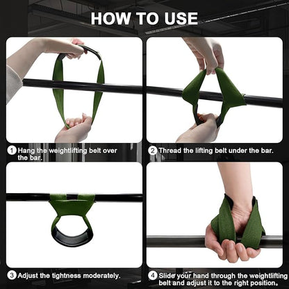 Weight Lifting Straps Anti-Slip Padded Wrist Wraps - Heavy Duty Gym Wrist Support for Deadlift Powerlifting Strength Training - Universal Fit for Men Women