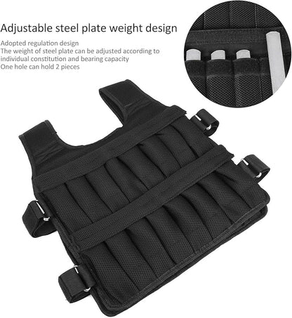 35KG Weighted Vest（Without Weight）, 53x44cm/20.9x17.3in Strength Training Fitness Sandbag Adjustable Sports Running Mesh Vest for Men Women