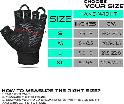BEAST RAGE Workout Gloves for Men, Durable Palm Grip Gym Gloves Women Half Finger Elasticated Training Weight Lifting Strength Bodybuilding Anti Slip Cycling Gloves Exercise