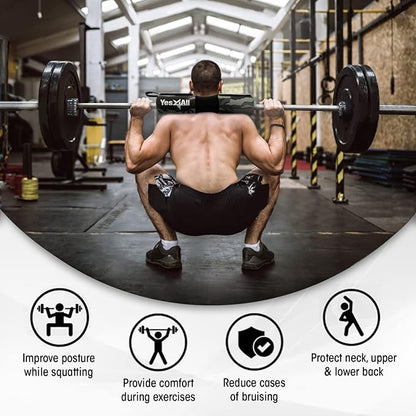 Yes4All Ergonomic Foam Bar Pad, Olympic Barbell Squat & Neck Pad for Squats, Hip Thrusts & Weight Lifting Bar