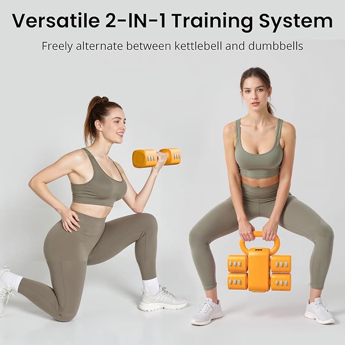2-in-1 Adjustable Dumbbell Set for Women - 4 Levels (2.2lbs to 12.1lbs) - Home Gym Weights for Women at Home - Fitness Dumbbells