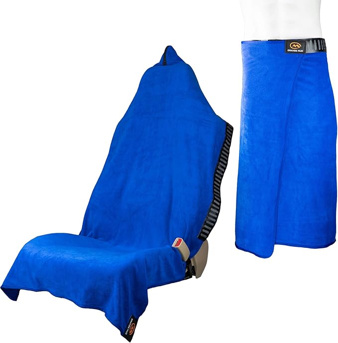 Orange Mud Transition & Seat Wrap V2.0 – Royal Blue Waterproof Car Seat Cover, Changing Kilt & Quick-Dry Towel – Secure Fit for Athletes, Runners, Cyclists, Triathletes