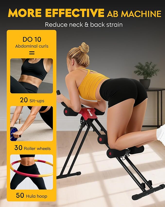 Ab Machine Abdominal Stomach Workout: Adjustable Ab Trainer Machine Ab Cruncher Core Strength Training Equipment for Home Gym Foldable for Women and Men