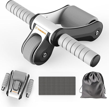 Portable Ab Roller Wheel with Knee Pad & Storage Bag, Foldable Design Quiet Wheels with Smooth Bearings, At Home Gym Travel for Strength Training