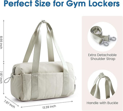 G4Free Small Gym Bag for Women 14 Inch Mini Gym Duffle Bag with Wet Compartment Cute Duffel for Travel Sport Workout (Beige)